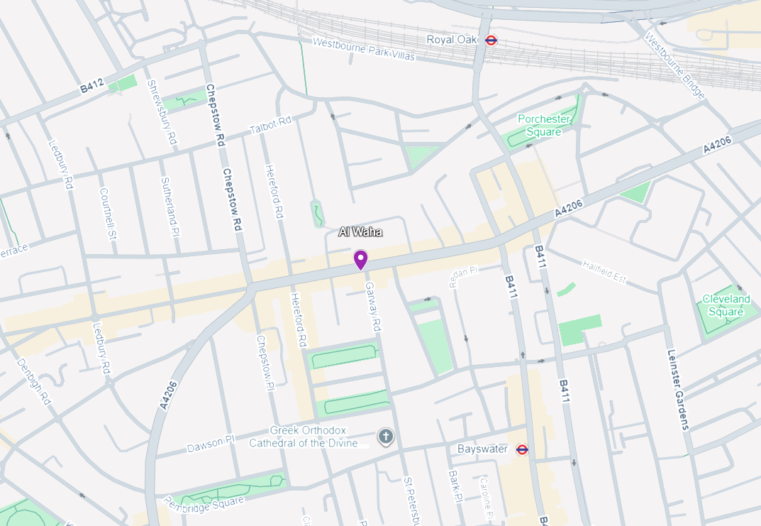 Map location of Alwaha London Restaurant